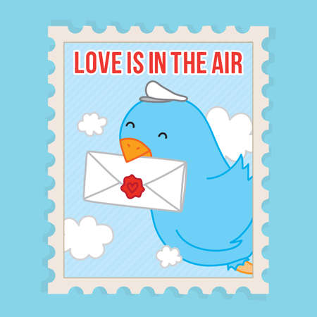 Love is in the air. Valentines Day vector postcard illustrationのイラスト素材