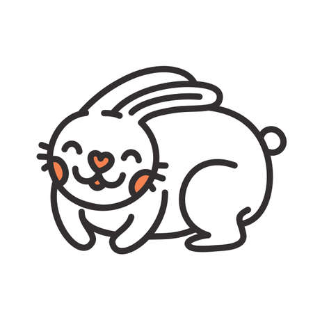Graphic cartoon cute rabbit isolated vector illustrationのイラスト素材