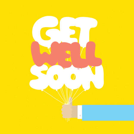 Get well soon balloons vector motivation cardのイラスト素材