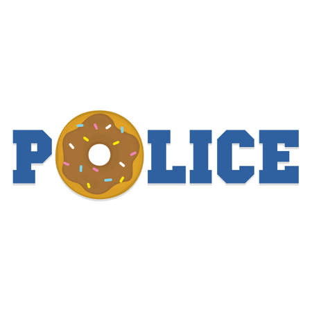 Donut police cartoon funny isolated vector illustrationのイラスト素材