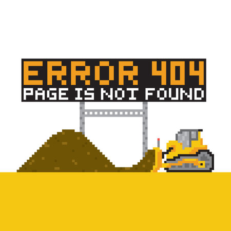 Pixel art style error 404 vector illustration