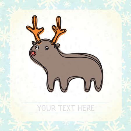Cute cartoon deer vector illustration postcard illustrationのイラスト素材