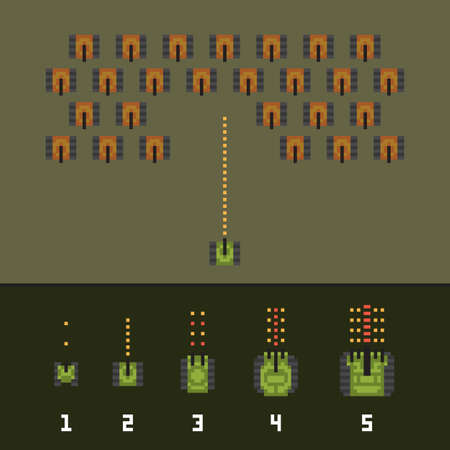 Pixel art style war and tank game upgrades vector packのイラスト素材