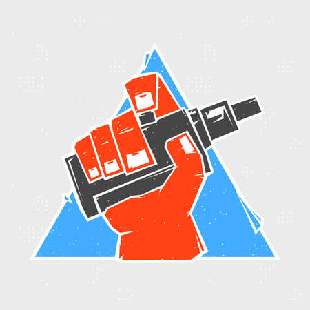 Vape hand in triangle grunge style vector illustrationのイラスト素材