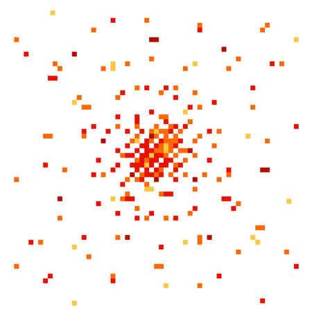 Pixel art abstract bomb explosion mosaic isolated vector background illustrationのイラスト素材