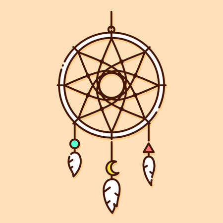 Dream catcher vector illustration in graphic stroke line art styleのイラスト素材