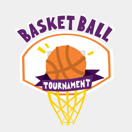 Basketball tournament poster hand drawn cartoon vector illustrationのイラスト素材