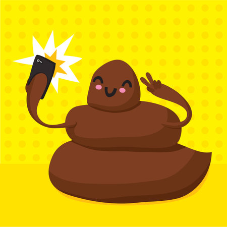 Cute kawaii poop taking selfie vector illustration