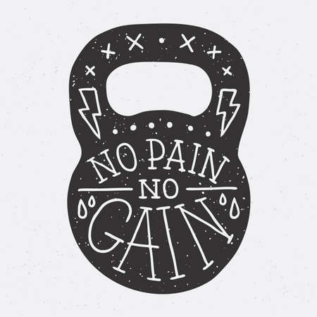 No pain no gain gym kettle bell vector illustrationのイラスト素材