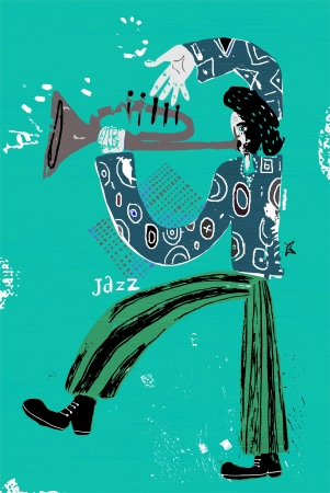 The image of a jazz musician who plays the trumpetのイラスト素材