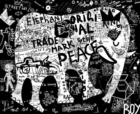 Silhouette of an elephant, which comprises a plurality of symbolsのイラスト素材