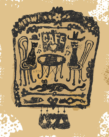 Symbolic image of cats who drink coffeeのイラスト素材