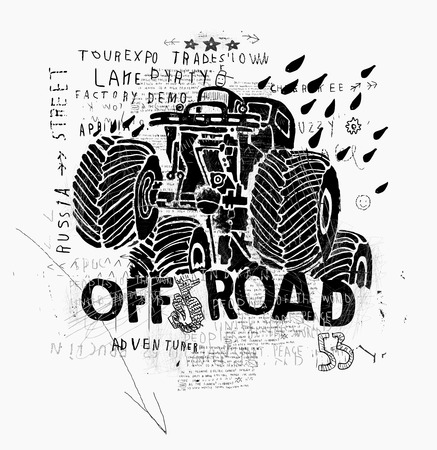 The symbolic image of an SUV with big wheelsのイラスト素材