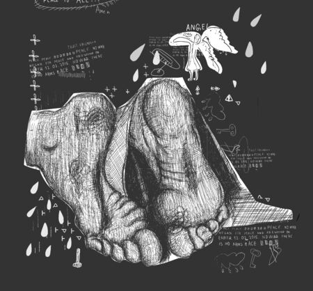 Symbolic image feet on a gray backgroundのイラスト素材