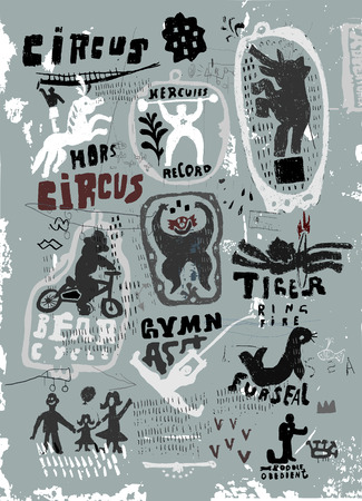 The symbolic image of the characters who work at the circusのイラスト素材