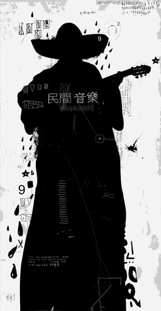 The symbolic image of a man in a sombrero, who plays guitarのイラスト素材