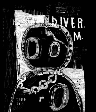 Wetsuit in style of graffiti on black backgroundのイラスト素材