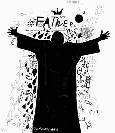 The symbolic image of a man who stretches out his armsのイラスト素材