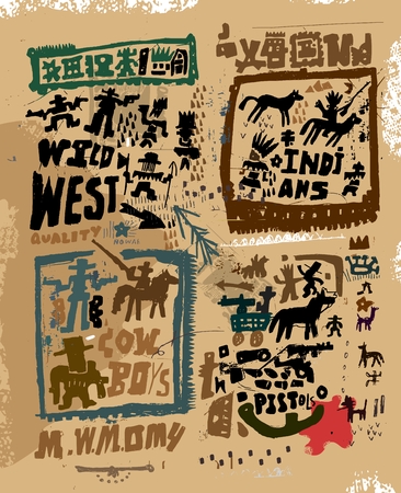 Indians and cowboysのイラスト素材
