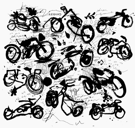Symbolic image of old motorcycles in expressive stylのイラスト素材