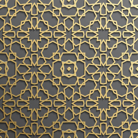 Seamless pattern 3d . Traditional Arabic design.のイラスト素材