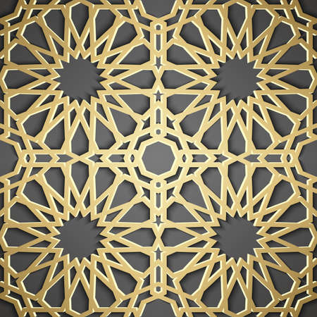 Seamless pattern 3d . Traditional Arabic design.のイラスト素材