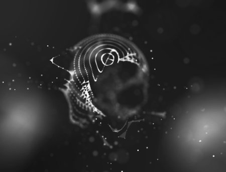 Abstract 3d Illuminated distorted Mesh Sphere . Neon Sign . Futuristic Technology HUD Element ....