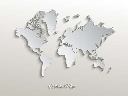 paper world map illustration on a white backgroundのイラスト素材