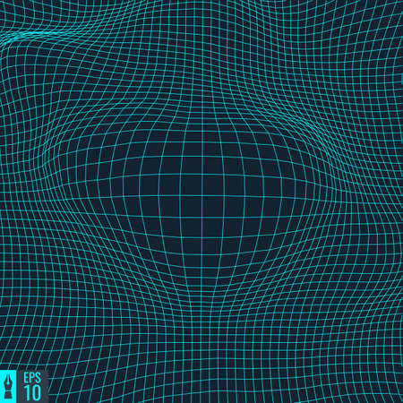 Abstract landscape background. Cyberspace grid. 3d technology illustration.のイラスト素材