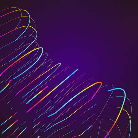 Abstract Moving Colorful Lines on Dark Background vectorのイラスト素材
