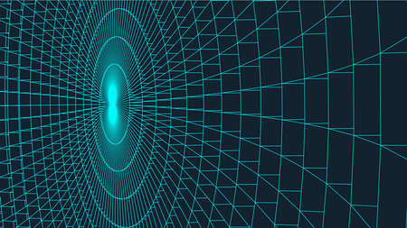 Abstract vector landscape background. Cyberspace landscape grid. 3d technology vector illustration.のイラスト素材