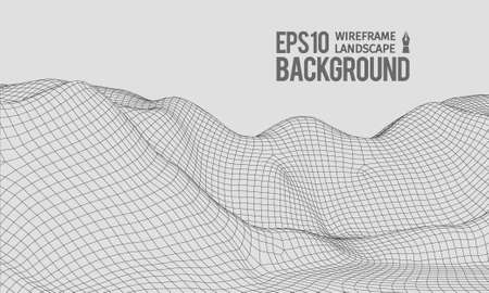 3D Wireframe Terrain Wide Angle EPS10 Vectorのイラスト素材