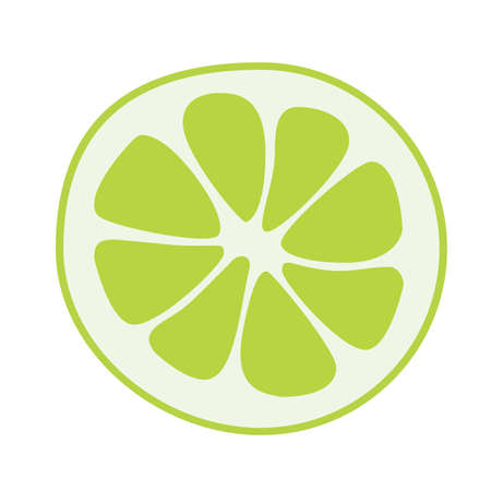 lime fruits poster in cartoon style depicting whole and half of fresh juicy citruses isolated on white background including caption lime. Vector illustration.のイラスト素材