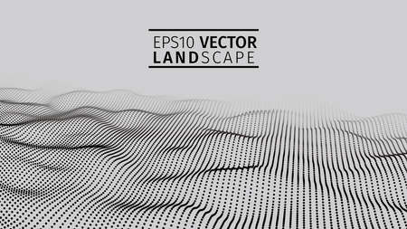 3D glowing abstract digital wave particles. Futuristic vector illustration. HUD element. Technology concept. Abstract background.のイラスト素材