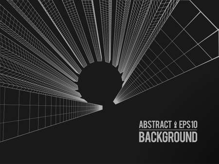 Wavy linear monochrome procedural terrain. Striped digital extraterrestrial landscape. Trendy wireframe cybernetic mountains. Modern illustration for a background. Element of design.のイラスト素材