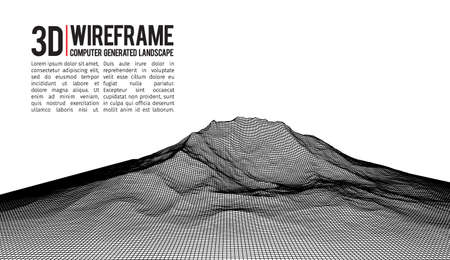 Abstract vector wireframe landscape background. Cyberspace grid. 3d technology wireframe vector illustration. Digital wireframe landscape for presentations .のイラスト素材