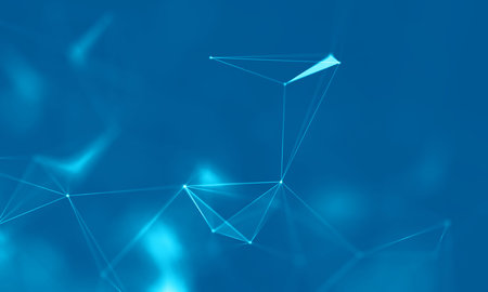 Abstract Blue Geometrical Background . Connection structure. Science background. Futuristic...