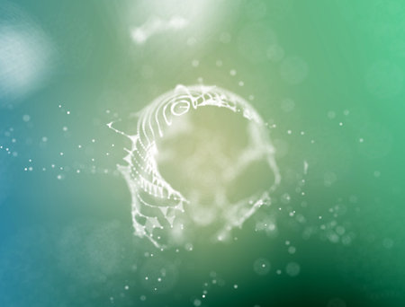 Abstract 3d Illuminated distorted Mesh Sphere . Neon Sign . Futuristic Technology HUD Element ....