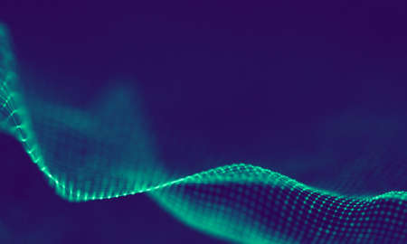 Abstract Blue Geometrical Particles on Purple Background . Connection structure. Science blue background. Futuristic Technology HUD Element . onnecting dots and lines . Big data and Businessの写真素材