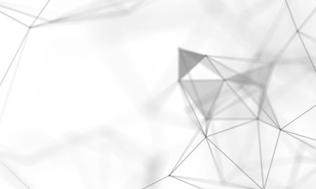 Abstract White Geometrical Background . Connection structure. Science background. Futuristic Technology HUD Element . onnecting dots and lines . Big data visualization and Business .の写真素材