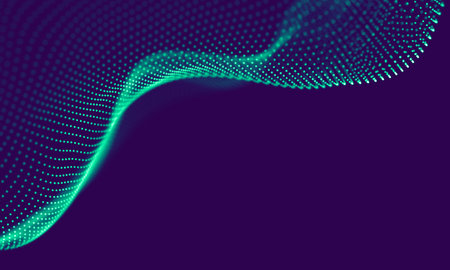 Abstract Blue Geometrical Particles on Purple Background . Connection structure. Science blue background. Futuristic Technology HUD Element . onnecting dots and lines . Big data and Businessの写真素材