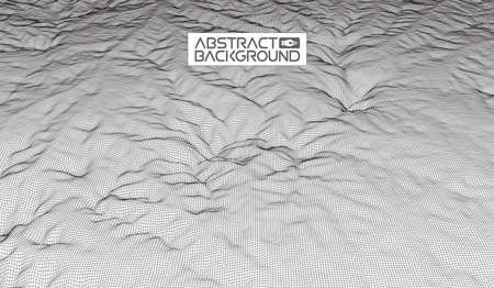 Abstract vector wireframe landscape background. Cyberspace grid. 3d technology wireframe vector illustration. Digital wireframe landscape for presentations .のイラスト素材
