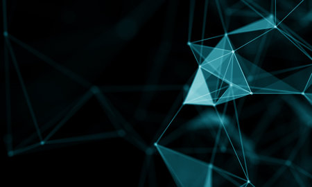 Abstract Blue Geometrical Background . Futuristic technology style. Neon Sign . Futuristic Technology HUD Element . Elegant Abstract background . Big data visualization .の写真素材