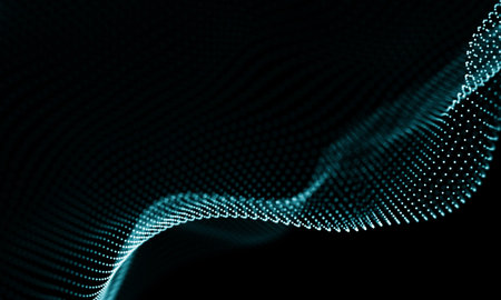 Abstract Blue Geometrical Background . Futuristic technology style. Neon Sign . Futuristic Technology HUD Element . Elegant Abstract background . Big data visualization .の写真素材