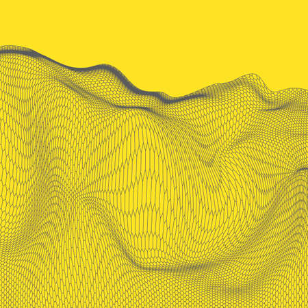 Abstract vector landscape background. Cyberspace grid. 3d technology vector illustration.のイラスト素材