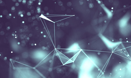 Data technology abstract futuristic illustration . Low poly shape with connecting dots and lines on...