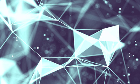 Data technology abstract futuristic illustration . Low poly shape with connecting dots and lines on...