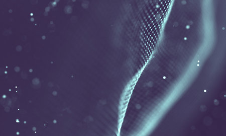 Abstract futuristic illustration of polygonal surface. Low poly shape with connecting dots and lines...