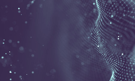 Abstract futuristic illustration of polygonal surface. Low poly shape with connecting dots and lines...
