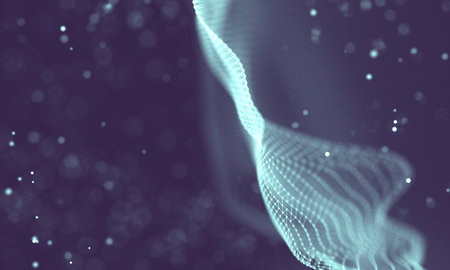Data technology abstract futuristic illustration . Low poly shape with connecting dots and lines on...